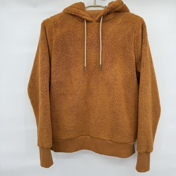 Athleta‎ Tugga Sherpa Hoodie Cattail Brown Women's Size Medium Athletic Gym - Picture 1 of 6